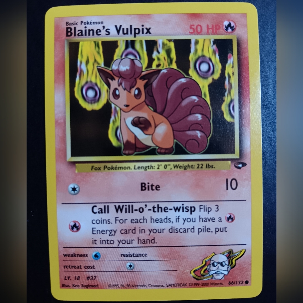 Blaine's Vulpix Pokemon Card - Gym Challenge - NO. 66/132 Common Non-Holo